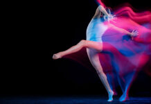 Standing Outside in My Ivory Leotard with Pink Accents